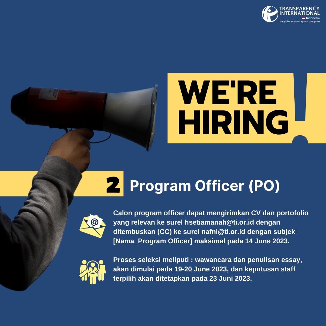 Rekrutmen Terbuka Program Officer (PO) Transparency International Indonesia (2 posisi)